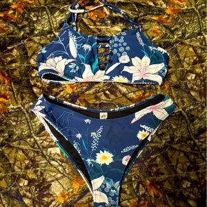 Cupshe Floral Blue Bikini Set